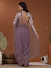 Lavender Zari Net Saree