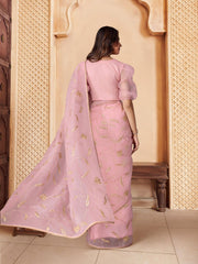 Pink Embroidered Organza Sarees