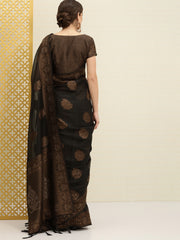 Black & Brown Ethnic Motifs Beads and Stones Jashn Saree