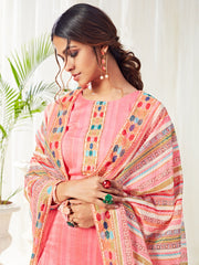 Pink Cotton Casual Wear Salwar Suit