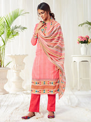 Pink Cotton Casual Wear Salwar Suit