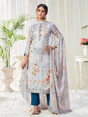 Gery Cotton Casual Wear Salwar Suit