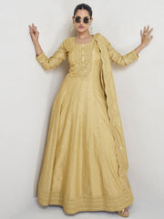 Yellow Sequence Embroidery Wedding Anarkali Gown