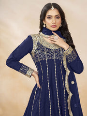 Blue Punjabi Dhoti Style Festive Party Suit