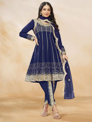 Blue Punjabi Dhoti Style Festive Party Suit