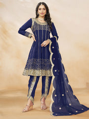 Blue Punjabi Dhoti Style Festive Party Suit