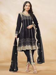 Black Punjabi Dhoti Style Festive Party Suit