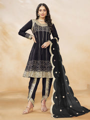 Black Punjabi Dhoti Style Festive Party Suit