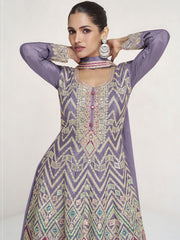 Purple Chinnon Palazzo Style Suit