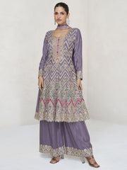 Purple Chinnon Palazzo Style Suit