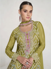 Lime Green Chinnon Palazzo Style Suit