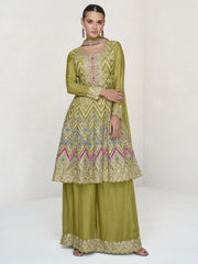 Lime Green Chinnon Palazzo Style Suit