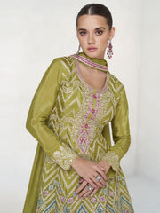 Lime Green Chinnon Palazzo Style Suit