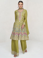 Lime Green Chinnon Palazzo Style Suit