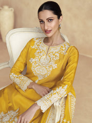 Yellow Designer Embroidery Gharara Suit