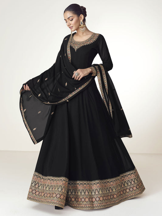 Black Georgette Floor Length Anarkali Suit