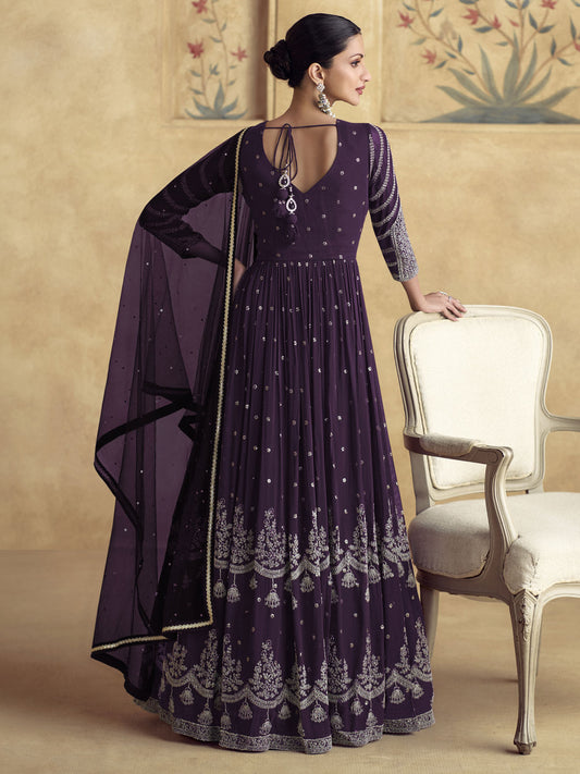 Purple Wedding Style Designer Anarkali Gown