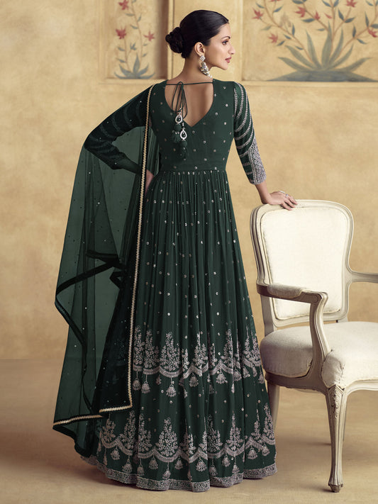 Green Festive Style Designer Anarkali Gown