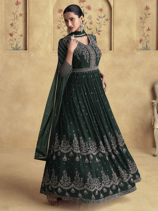 Green Festive Style Designer Anarkali Gown