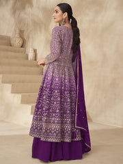 Purple Ombre Slit Style Anarkali Lehenga Style Suit