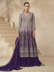 Violet Ombre Slit Style Anarkali Lehenga Style Suit