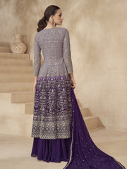 Violet Ombre Slit Style Anarkali Lehenga Style Suit