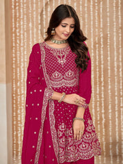 Rani Pink Embroidered Wedding Festive Suit