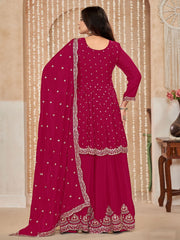 Rani Pink Embroidered Wedding Festive Suit