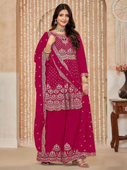 Rani Pink Embroidered Wedding Festive Suit