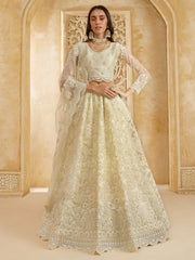 Beige Golden Ombre Thread Embroidery Lehenga Choli With Dupatta