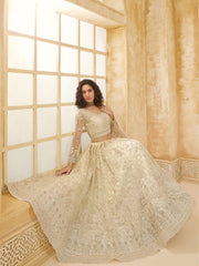 Beige Thread Embroidery Traditional Lehenga Choli And Dupatta