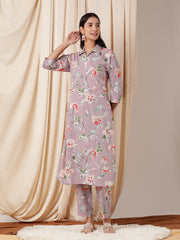 Women Floral Printed Regular Kurta with Trousers