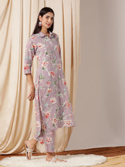 Women Floral Printed Regular Kurta with Trousers