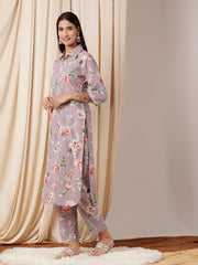 Women Floral Printed Regular Kurta with Trousers