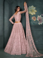 Rose Pink Embroidered Lehenga Choli