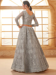 Grey Embroidered Lehenga Choli