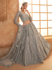 Grey Embroidered Lehenga Choli