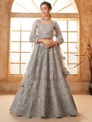 Grey Embroidered Lehenga Choli