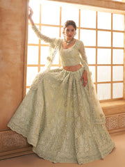 Pista Green Embroidered Lehenga Choli