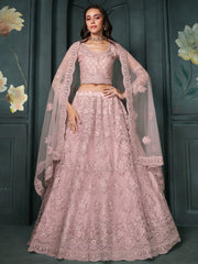 Rose Pink Embroidered Lehenga Choli