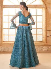 Sky Blue Embroidered Lehenga Choli