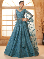 Sky Blue Embroidered Lehenga Choli