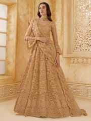 Golden Beige Embroidered Lehenga Choli