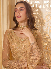 Golden Beige Embroidered Lehenga Choli