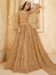 Golden Beige Embroidered Lehenga Choli