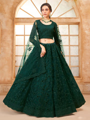 Dark Green Embroidered Lehenga Choli