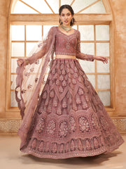 Mauve Embroidered Lehenga Choli