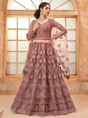 Mauve Embroidered Lehenga Choli