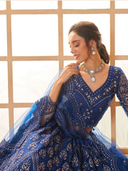 Royal Blue Embroidered Lehenga Choli