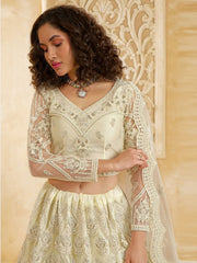 Silver Beige Embroidered Lehenga Choli